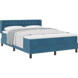vidaXL Kutna Postelja s Madracem Tamno Plava 160x200 cm Baršun | shoptok.hr