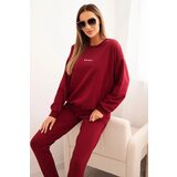 Polski Women's cotton set with Minimal print burgundy Cijene