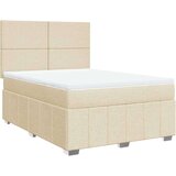 vidaXL Box spring postelja z vzmetnico krem 160x200 cm blago, (21308131) | Shoptok.si