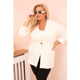 Kesi Włoski Women's Plus Size viscose blazer with long sleeves and collar ecru | Shoptok.si