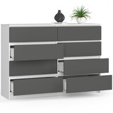 AKORD Komoda, 8 Predalov, Bela/Siva, (5000332163) | Shoptok.si