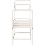 vidaXL Posteljni okvir z lestvijo in streho bel 80x200 cm borovina | Shoptok.si