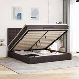 vidaXL Otomanski posteljni okvir z vzmetnico rjav 160x200 cm blago, (21653291) | Shoptok.si