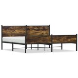 vidaXL Kovinski posteljni okvir brez vzmetnice dimljen hrast 200x200cm | Shoptok.si