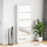 Ormarić za cipele s ogledalom i 5 razina bijeli 63x17x169,5 cm | shoptok.hr