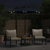  Vrtni suncobran s čeličnom šipkom LED crni 225 x 225 x 212 cm | Eponuda.com