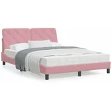  Okvir kreveta s LED svjetlima ružičasti 140 x 200 cm baršunasti