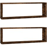  Kockaste zidne police 2 kom boja hrasta 80x15x26,5 cm drvene | shoptok.hr