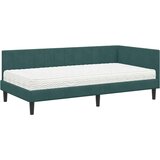 vidaXL Kotna postelja z vzmetnico Temno zelena 100 x 200 cm Žamet | Shoptok.si