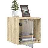 vidaXL Nočna omarica s steklenimi vrati sonoma hrast 35x37x35 cm | Shoptok.si