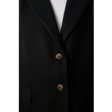  Women's Black Double Breasted Collar Buttoned Cachet Coat | Eponuda.ba