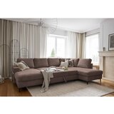 Miuform Rjava raztegljiva kotna sedežna garnitura iz rebrastega žameta (desni kot) Lofty Lilly – | Shoptok.si