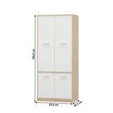 Kondela 4-vratna garderobna omara, bela/hrast sonoma, TEYO | Shoptok.si