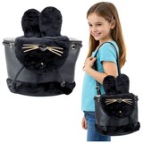  Dječji ruksak s plišanim ušima i podesivim remenom, crni, 22 cm, 4 l | shoptok.hr