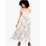 Brakeburn White Women's Patterned Long Dress on Straps - Women