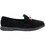 Shelvt Black suede loafers with elegant gold decoration Cene