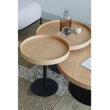 White Label Okrogla klubska mizica z mizno ploščo v hrastovem dekorju v naravni barvi ø 70 cm Yuri L – | Shoptok.si