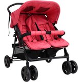  Otroški voziček za dvojčke rdeč jeklen, (20802398) | Shoptok.si