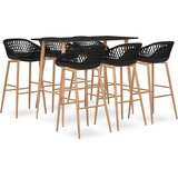 vidaXL Barska garnitura 7-delna črna | Shoptok.si