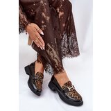 VINCEZA Leather Patent Loafers Leopard | Shoptok.si