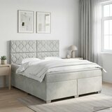  Boxspring krevet s madracem Svjetlosiva 140 x 190 cm Baršun - Svjetlosiva 140 x 190 cm Dizajn s rombovima Cijene