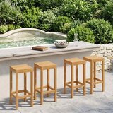 Barska stolica 4 pcs Prirodna 35 x 35 x 75 cm Čvrsto teak drvo | shoptok.hr
