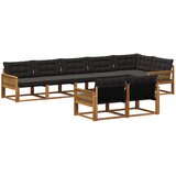 vidaXL Zunanja garnitura za sedenje z blazino 8 pcs Naravna in črna, (5000273586) | Shoptok.si