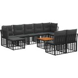  Set vanjskih sofa 10 pcs Crna i tamno siva Poliester - Crna i tamno siva sa stolom | shoptok.hr