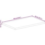 Stolna Mizna plošča 60x50x3,8 cm pravokotna trden mangov les, (21410521) | Shoptok.si