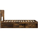 Krevetna konstrukcija s pohranom i uzglavljem Dimljeni hrast Smeđa 75 x 190 cm | Shoptok.si
