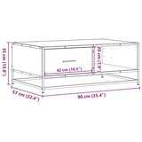 vidaXL Stolić za kavu boja dimljenog hrasta 90x57x35 cm drvo i metal | shoptok.hr