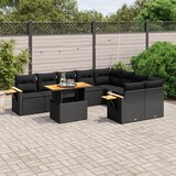 vidaXL 10-dijelni set vrtnih sofa s jastucima crni od poliratana | shoptok.hr