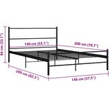  Metalni okvir za krevet s uzglavljem crni 140x200 cm | shoptok.hr