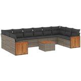  The Living Store Vrtna sedežna garnitura 11-delna z blazinami siv poli ratan - Vrtna Sedežna Garniture, (21461099) | Shoptok.si