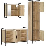  Set ormarića za kupaonicu 3 kom. Hrast sonoma 40 x 36 x 181 cm - Hrast sonoma Ormar ispod sudopera (1 vrata i 2 police) + viseći | shoptok.hr
