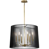 QN-LINARA-6P-BK - Luster na šipci LINARA 6xE14/60W/230V crna/zlatna