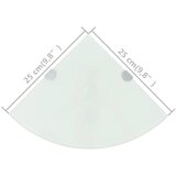  Kutne police s nosačima 2 kom staklene bijele 25 x 25 cm | shoptok.hr