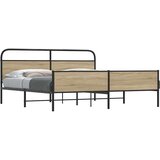 Metalni Kovinski posteljni okvir brez vzmetnice dimljen hrast 193x203cm, (21609886) | Shoptok.si