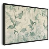  Slika - Watercolor Botanical Motif Delicate Green-Beige Leaves 90x60 U crnom drvenom okviru | shoptok.hr