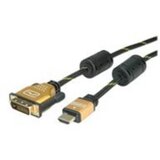 Roline DVI / HDMI priključni kabel DVI-D 24+1-polni vtič\, HDMI-A vtič 1.50 m črna\, zlata 11.04.5896 zaščiten\, lahko se privije DVI kabel, (20417825) Cene