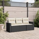 Maison Chic Seti vrtnega pohištva - Vrtna garnitura - Vrtni pohištvo set 3-delna z blazinami črn poli ratan, (21817965) | Shoptok.si