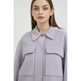 Calvin Klein Vunena jakna boja: ljubičasta, za prijelazno razdoblje