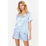 Trendyol Blue Satin Woven Pajama Set Cene