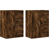 Maison Chic Komoda - Predalnik 2 kosa dimljeni hrast 59x39x80 cm inženirski les, (21720241) | Shoptok.si