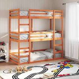 vidaXL Trostruki krevet na kat voštano smeđi 90x200 cm borovina | shoptok.hr