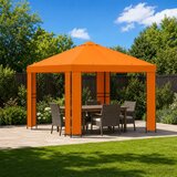 vidaXL Paviljon 3 x 3 m Oranžna Poliester in jeklo 190 gsm | Shoptok.si