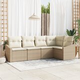vidaXL 5-delni vrtni jedilni set s blazinami bež poli ratan | Shoptok.si