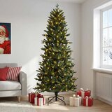  Umjetno božićno drvce s nogom 180 cm 300 LED lampica - Zelena 180 cm s LED svjetlima | shoptok.hr