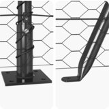 vidaXL hexagonalna ograja siva 1x50 m jeklo, ograjni stebri s podnožji 13 kos Ø32mm 110cm cinkano jeklo | Shoptok.si