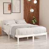 vidaXL posteljni okvir bel iz trdne borovine 135x190 cm UK Double Cene